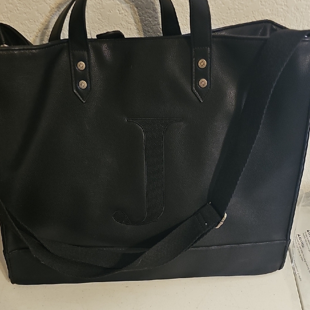 Black Leather Tote Bag
